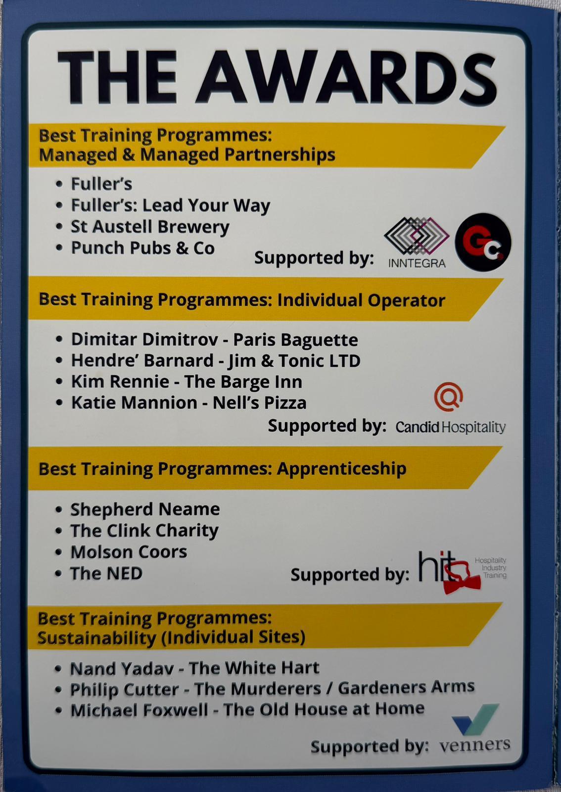 Chef Nand certificate or award