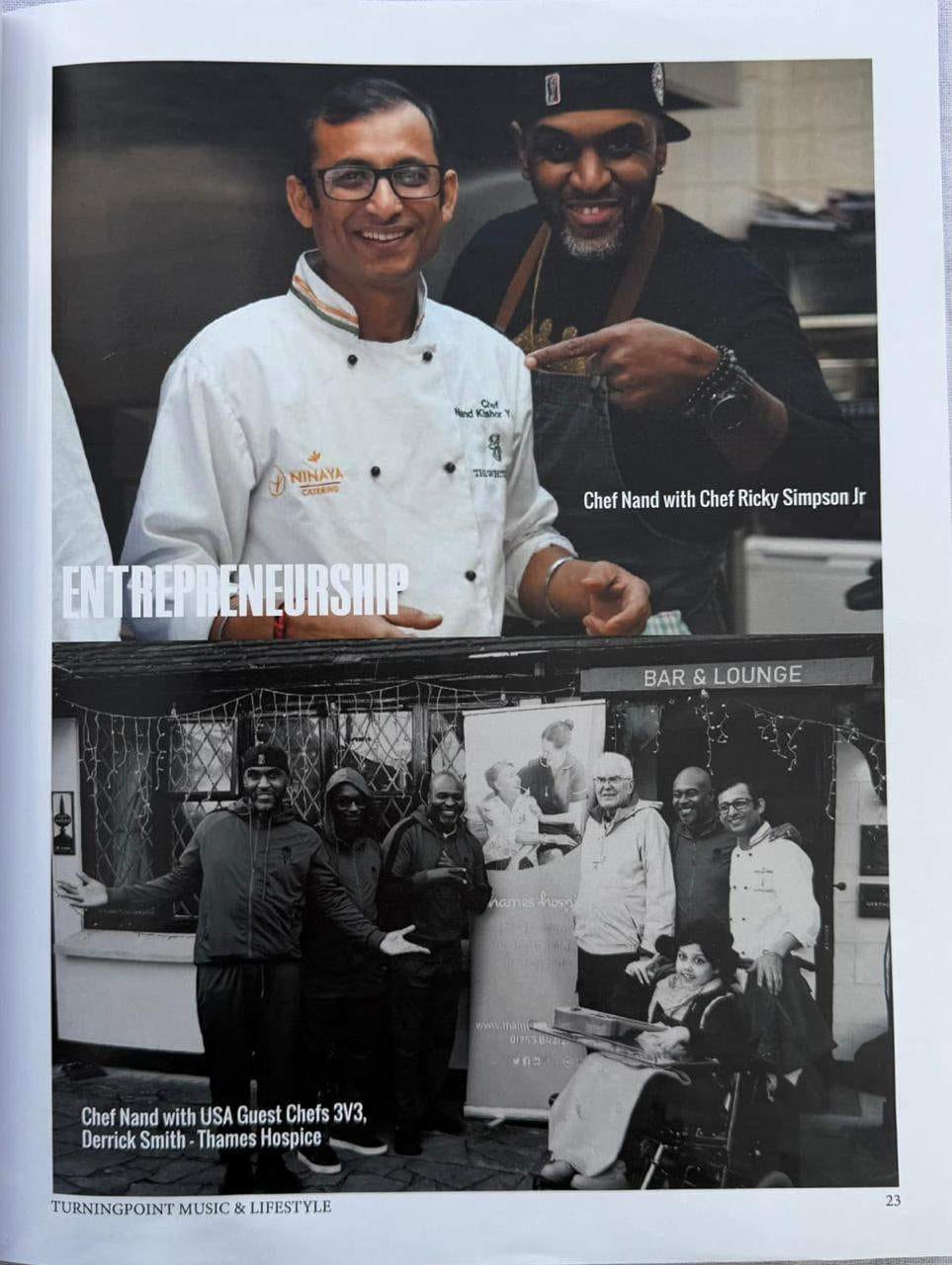 Turning Point feature spread featuring Chef Nand