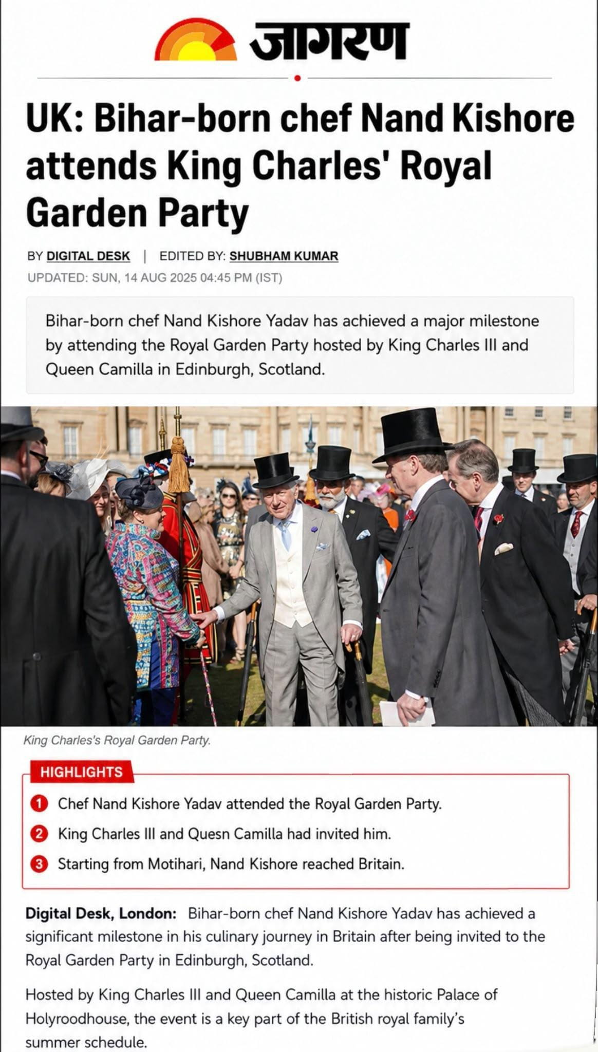 Nand Kishor Yadav: How Did A Bihar-Born Chef From Motihari Join UK Royals At Garden Party In Scottish Palace?